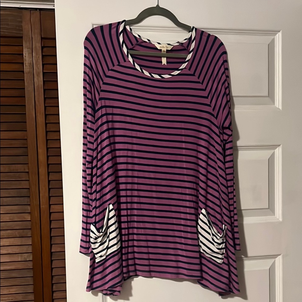 Striped Purple and White Women's Top